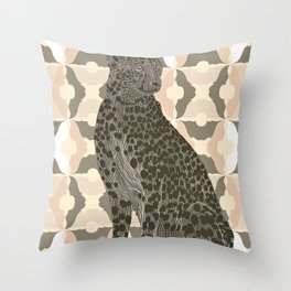 Gorgeous Cheetah from Africa sitting on light brown patterned background Throw Pillow