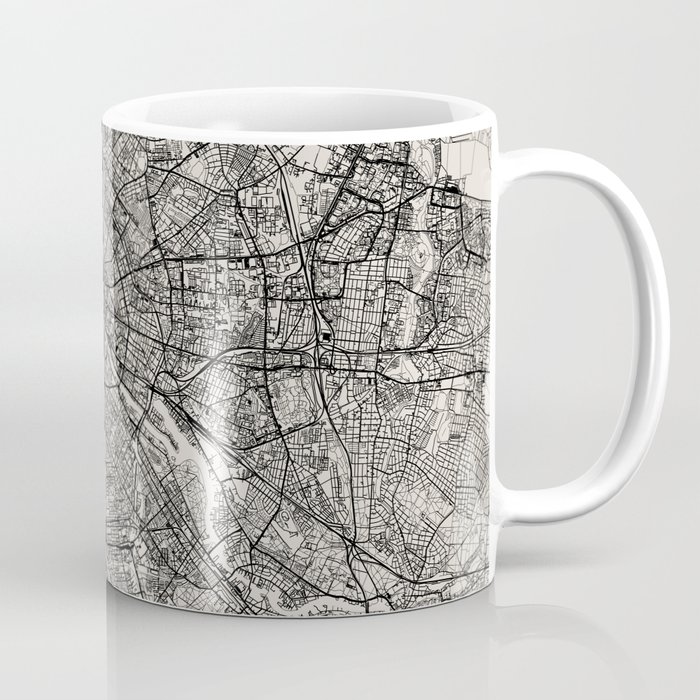 Germany, Berlin - Authentic Black and White Map Coffee Mug