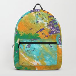 Blue, Green, Aqua, And Tangerine, Abstract Painting Backpack