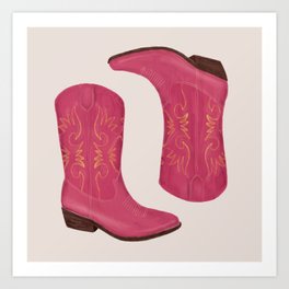 Cowgirl Boots - Pink Art Print