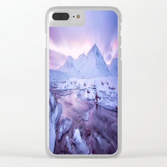 Freezing Mountain Lake Landscape Clear iPhone Case