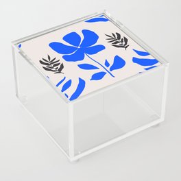 Wildflowers and Leaves - cobalt blue and neutral Acrylic Box