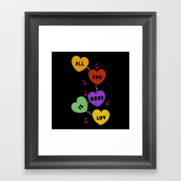 Art You Need Love Colorful Hearts Valentines Day Framed Art Print