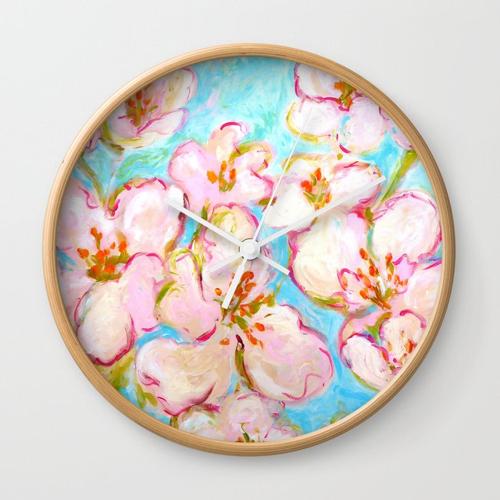 Cherry Blossom Painting By C Stefan Artstudio29 Wall Clock By