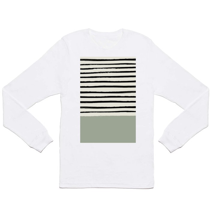 Sage Green x Stripes Long Sleeve T Shirt