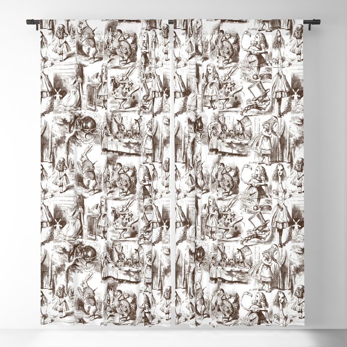 Alice In Wonderland Toile De Jouy Pattern Brown And White