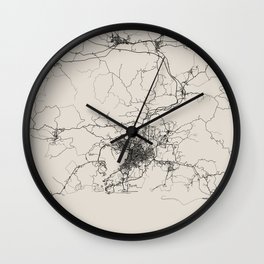 Santiago de Cuba - Black and White City Map Wall Clock