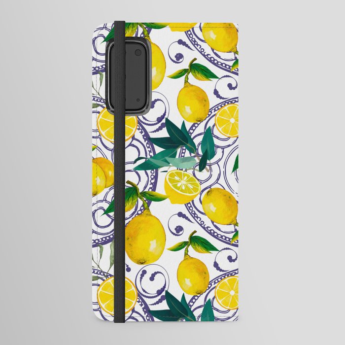 Summer, citrus ,Sicilian style ,lemon fruit pattern  Android Wallet Case