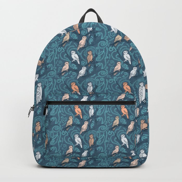 Midnight Blue with Blushing Owls Backpack