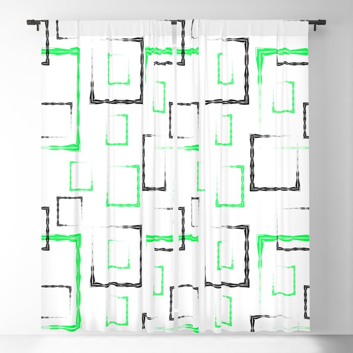 Green And Black Carved Squares And Frames For An Abstract White