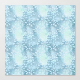 Blue Batik Leaves Pattern Canvas Print