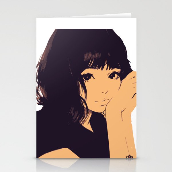 awesome  anime girl Stationery Cards