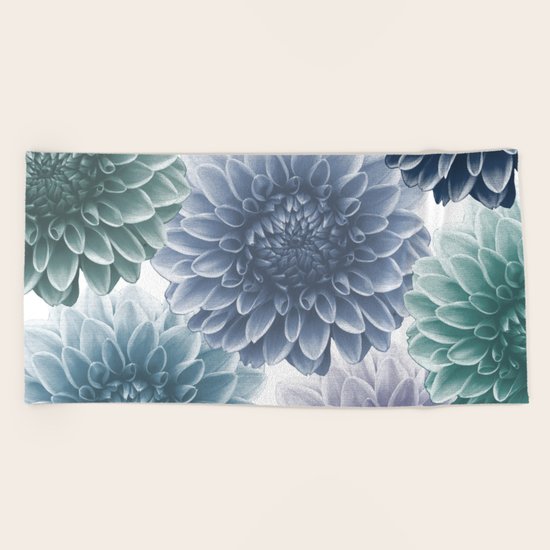 BLUE DAHLIAS Beach Towel
