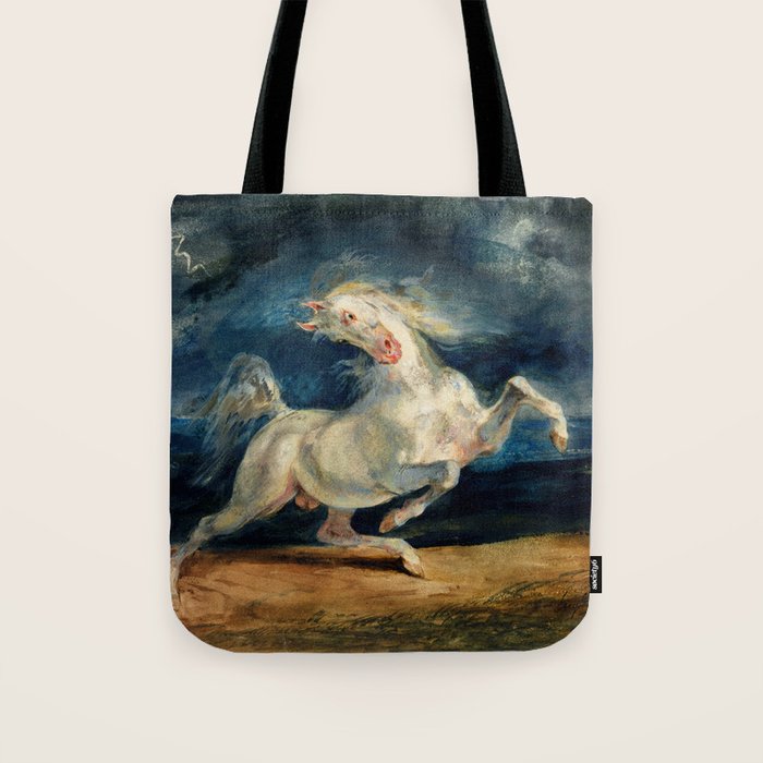 Eugene Delacroix "Horse Frightened by Lightning" Tote Bag by Alexandra