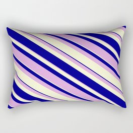 [ Thumbnail: Blue, Plum, and Light Yellow Colored Lines Pattern Rectangular Pillow ]