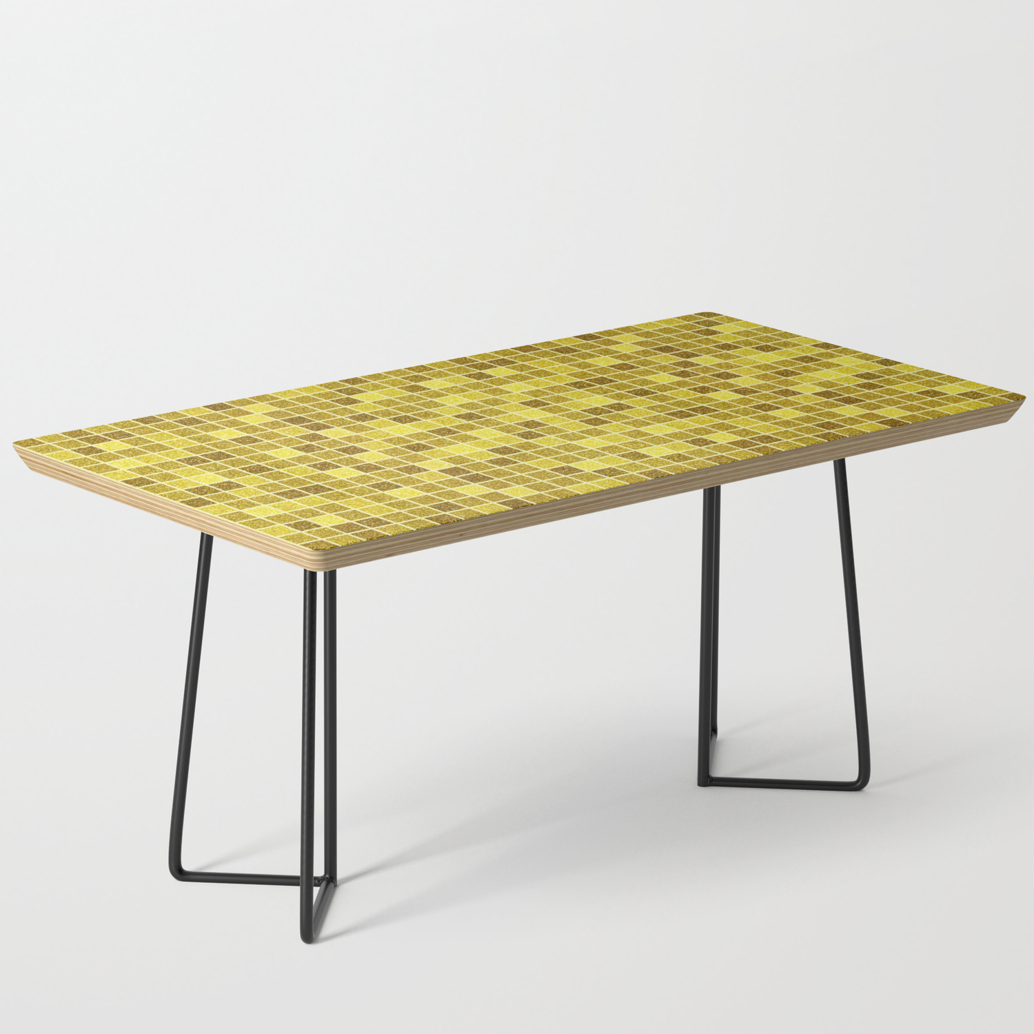 Gold Tile Glitter Mosaic Yellow Mosaic Wall Coffee Table By