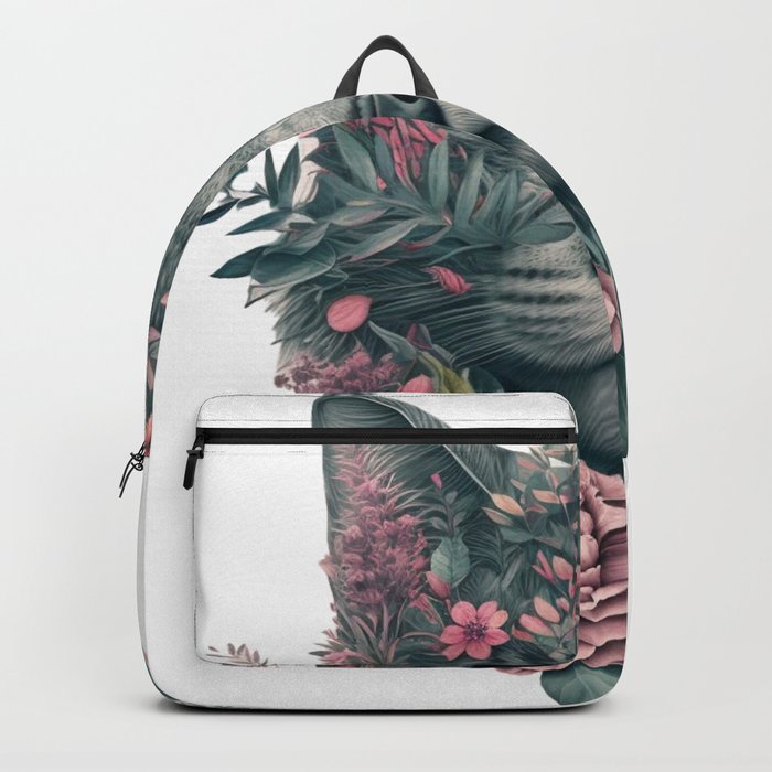 Feline Florals: A Whimsical Cat with Flowers Design Backpack
