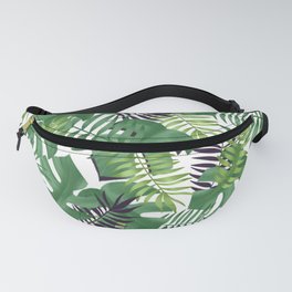 Green Jungle Leaves Tropical Nature Painted Seamless Stylish Pattern Fanny Pack