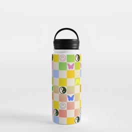 Y2k Butterfly Yin Yang Smiley Rainbow Gradient Checker Water Bottle | Colorful, Checker, Yinyang, Groovy, Checks, Smiley, Checkerboard, Yang, Neon, Yin 