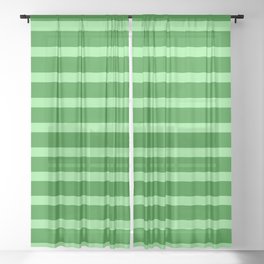 [ Thumbnail: Forest Green & Light Green Colored Stripes Pattern Sheer Curtain ]