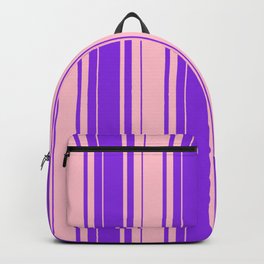[ Thumbnail: Purple & Pink Colored Stripes/Lines Pattern Backpack ]