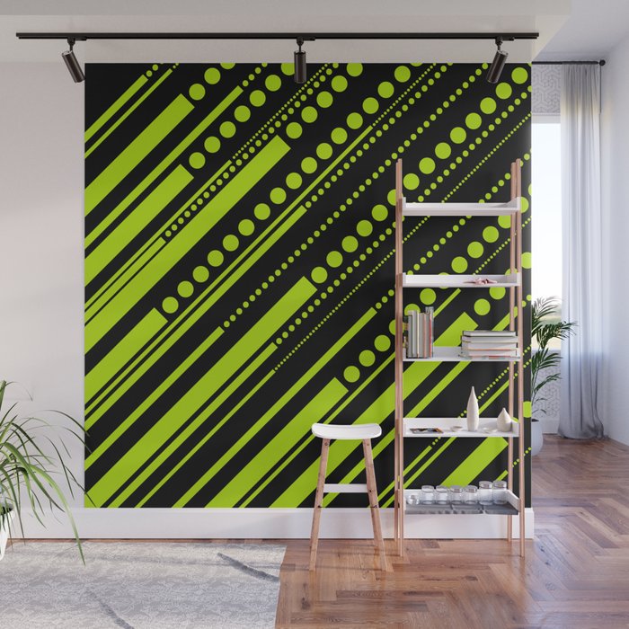 Dashes & Dots Lime Green Wall Mural by LAEC Society6