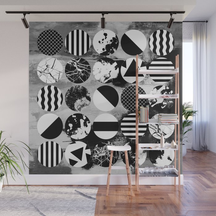 Eclectic Circles Black and white, abstract, geometric, textured