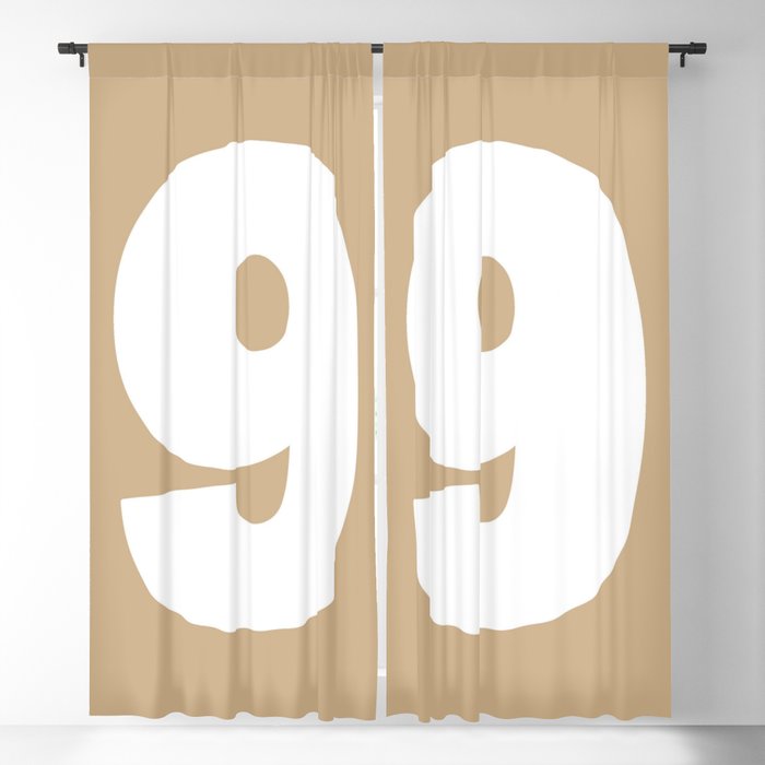 9 (White & Tan Number) Blackout Curtain
