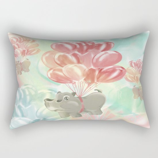Flying hippos Rectangular Pillow