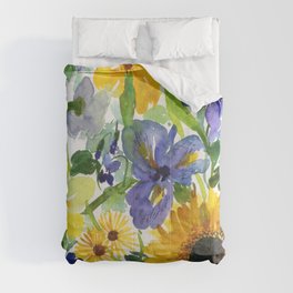 daffodil, iris and sunflower Comforter