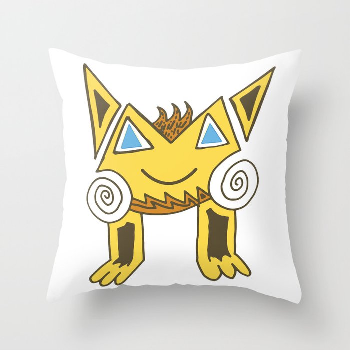 Funny Smiling Cat with blue eyes Throw Pillow