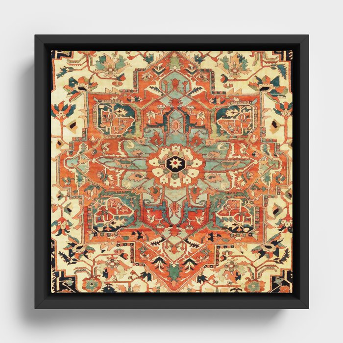 Heriz Vintage Persian Tribal Rug Print Framed Canvas