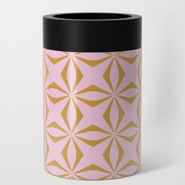 Mid century star pattern pink and gold Can Cooler