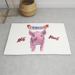 Friends, not food. (vegan pig watercolor) - prints/clothing/wall tapestry/coffee mug/home decor Rug