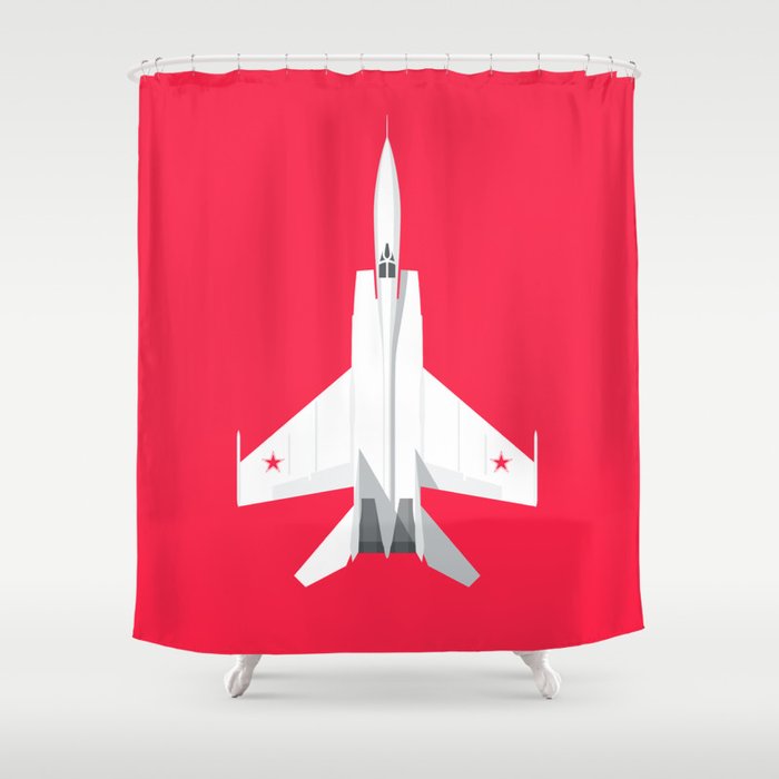 MiG-25 Foxbat Interceptor Jet Aircraft - Crimson Shower Curtain