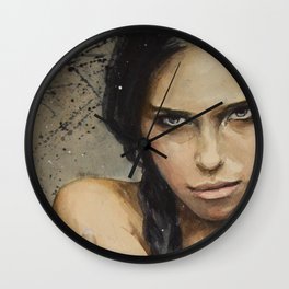 Kateri Wall Clock | Watercolor, People, Popart, Girl, Painting, Vintage, Realism, Indiana 