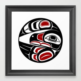 Raven Moon, formline circle, native indigenous art, pacific northwest, first nations, traditional design, sun, bird, thunder, eagle, crow, haida, salish Framed Art Print