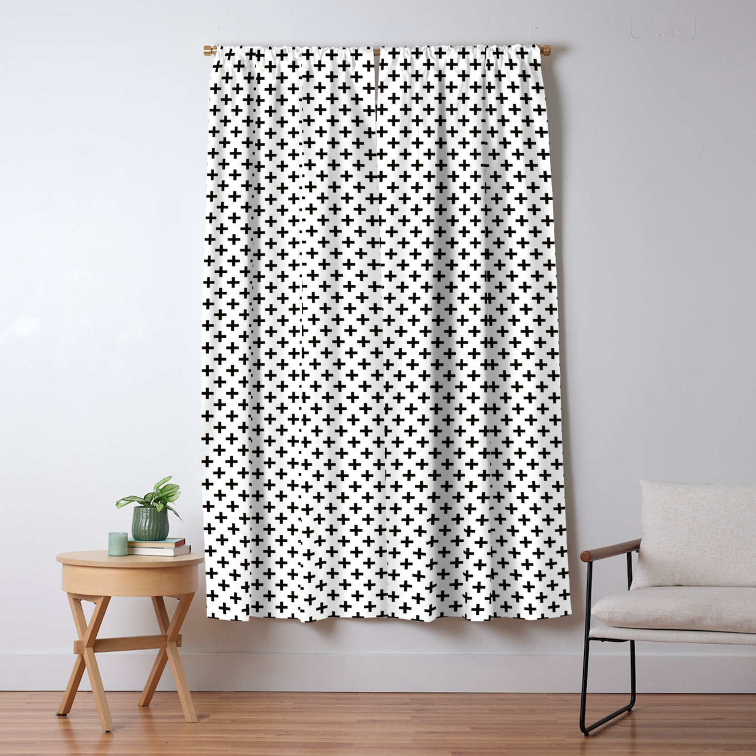 Crosses Criss Cross Plus Sign Hygge Scandi Black And White Blackout Curtain By Eclecticatheart Society6