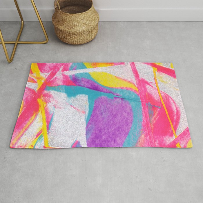 Neon Rainbow Psychedelic Abstract Painting V2 Rug
