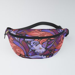 Stained Glass Purple Red Floral Fanny Pack