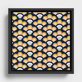 Flower Power Seigaiha Wave – Marigold & Mint Framed Canvas