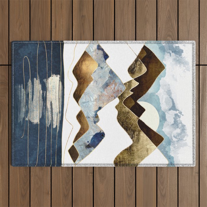 Minimal Abstract Mountains Outdoor Rug