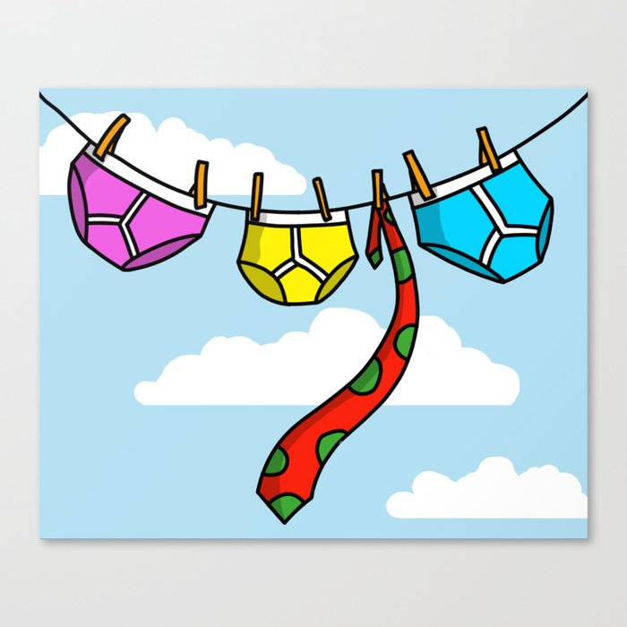Underpants On The Line, With A Tie Canvas Print