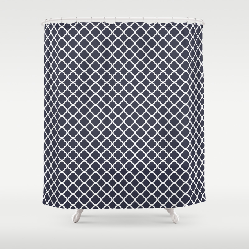 Navy Blue Moroccan Lattice Shower Curtain By Bimbys Society6