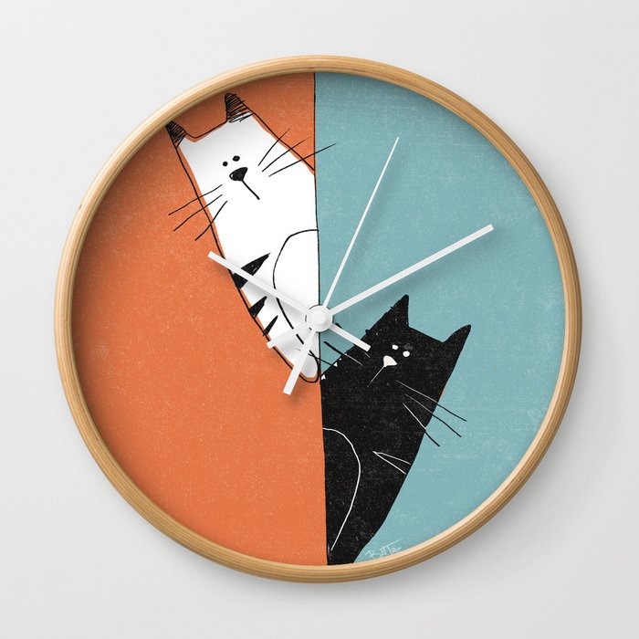 Black Cat White Cat Wall Clock By Krisvinche Society6