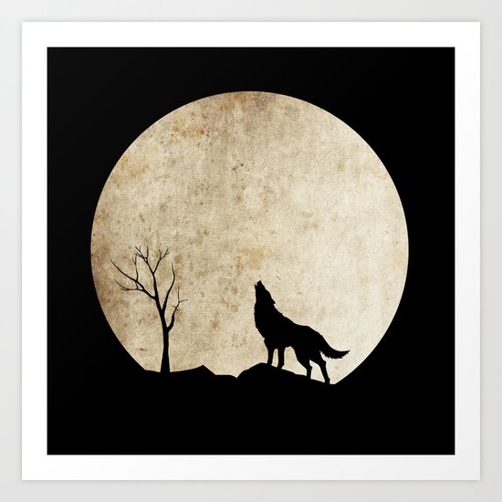 Wolf night Art Print