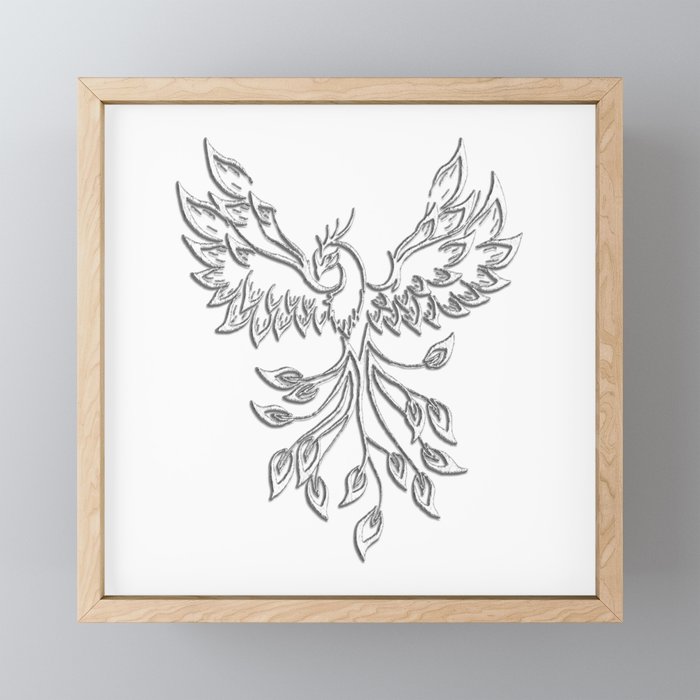 White Phoenix Framed Mini Art Print