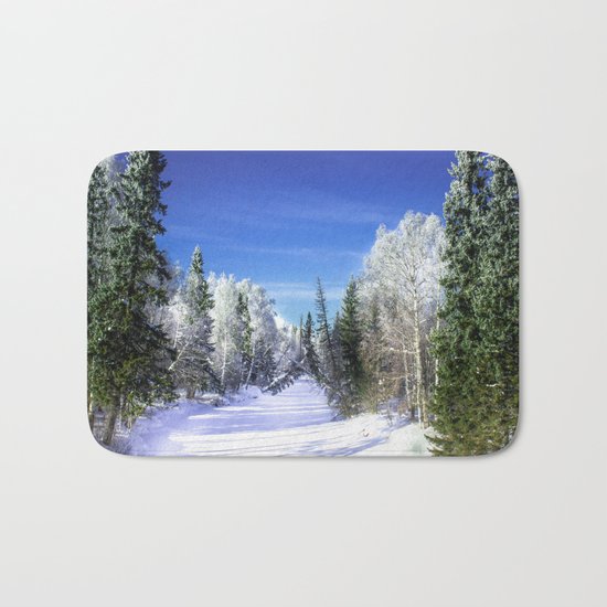 Winter river Bath Mat