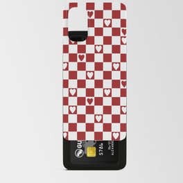 Checkered hearts red and white Android Card Case