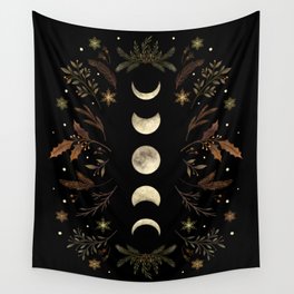 Moonlight Garden - Winter Brown Wall Tapestry